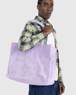 Acne Studios Sac Fourre-Tout A Bandouliere Avec Logo En Fourrure Lilas Violet | Sacs