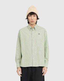 Acne Studios Chemise Boutonnee A Rayures Vert Vif/Vert Fonce | Chemises