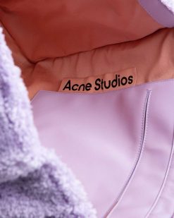 Acne Studios Sac Fourre-Tout A Bandouliere Avec Logo En Fourrure Lilas Violet | Sacs