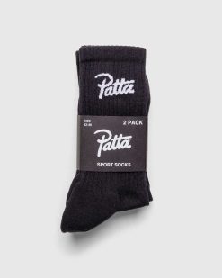 Patta Chaussettes De Sport A Logo Script (Paquet De 2) Noir | Chaussettes