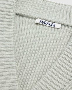 Auralee Cardigan Cotele Merinos Francais Kaki Clair | Tricots