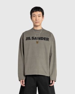 Jil Sander T-Shirt Logo Manches Longues Vert Thym | T-Shirts