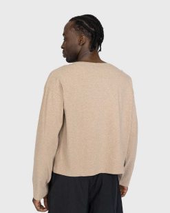 Auralee T-Shirt A Manches Longues Et Col Bateau En Coton Et Cachemire Hard Twist Beige | T-Shirts