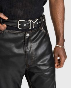 Y/Project Pantalon En Cuir Ceinture Y Noir | Pantalon