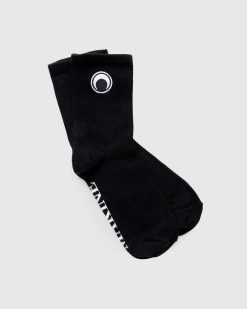 Marine Serre Socquettes Cotelees Coton Bio Noir | Chaussettes