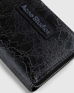 Acne Studios Portefeuille Zippe En Cuir Noir | Portefeuilles