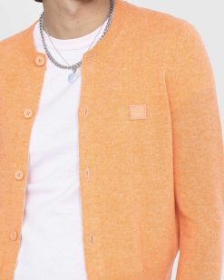 Acne Studios Cardigan A Col Rond Mandarin Orange Melange | Tricots