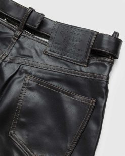 Y/Project Pantalon En Cuir Ceinture Y Noir | Pantalon