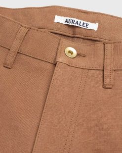 Auralee Pantalon En Toile Lourde Lavee Marron | Pantalon