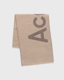 Acne Studios Echarpe Jacquard Logo Camel Marron | Accessoires D'Hiver