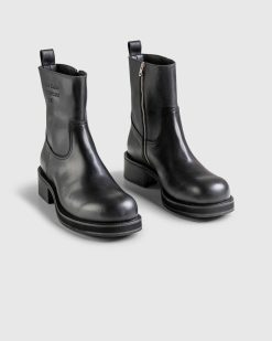 Acne Studios Bottines En Cuir Pulverise Noir | Bottes