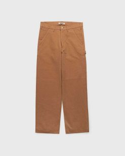 Auralee Pantalon En Toile Lourde Lavee Marron | Pantalon