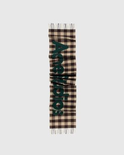 Acne Studios Echarpe A Logo A Carreaux Marron/Vert | Accessoires D'Hiver