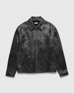 Guess USA Veste En Cuir Craquele Noir | Vetements D'Exterieur