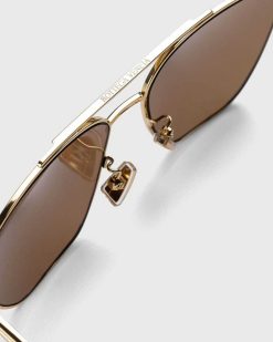 Bottega Veneta Lunettes De Soleil Pilote A Monture Carree Dorees | Des Lunettes De Soleil