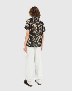 Bode Chemise A Manches Courtes Sheer Cranes Noir | Chemises