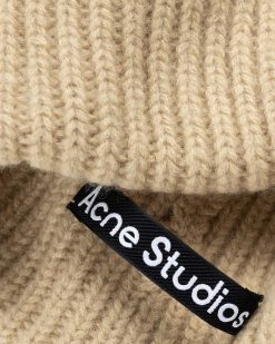 Acne Studios Bonnet Logo Grand Visage Biscuit Beige | Accessoires D'Hiver