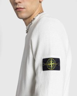 Stone Island Tricot De Coton Doux Cotele Blanc | Tricots