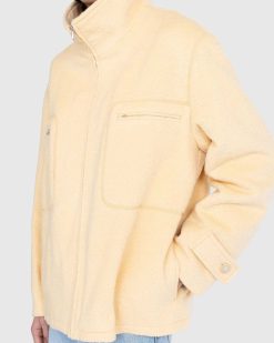 Auralee Blouson En Mohair Alpaga Suri Brosse Jaune | Tricots