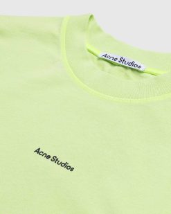 Acne Studios T-Shirt Manches Longues Logo Coton Bio Vert Fluo | T-Shirts