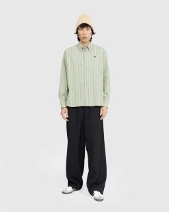 Acne Studios Chemise Boutonnee A Rayures Vert Vif/Vert Fonce | Chemises