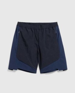 _J.L-A.L_ Short En Nylon Noir/Bleu Fonce | Shorts