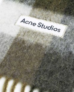 Acne Studios Echarpe Mohair A Carreaux Taupe/Vert/Noir | Accessoires D'Hiver