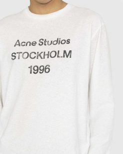 Acne Studios T-Shirt A Manches Longues Avec Logo Blanc Optique | T-Shirts