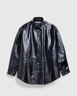 Acne Studios Veste Chemise En Cuir Noir | Chemises