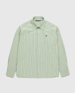 Acne Studios Chemise Boutonnee A Rayures Vert Vif/Vert Fonce | Chemises