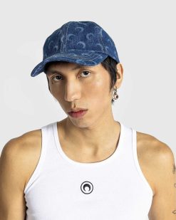 Marine Serre Casquette De Baseball En Denim Deadstock Regenere Lavage Laser Bleu | Chapeaux