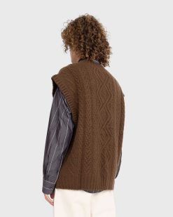 Martine Rose Gilet Torsade Bouilli Marron | Tricots