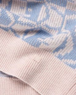 Acne Studios Pull Col Rond En Jacquard Faded Pink Melange/Bleu Clair | Tricots