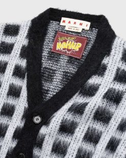 Marni Cardigan Mohair A Carreaux Noir | Tricots