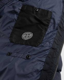 Stone Island Doudoune Nylon Recycle Teinte En Vetement Bleu Marine | Vetements D'Exterieur