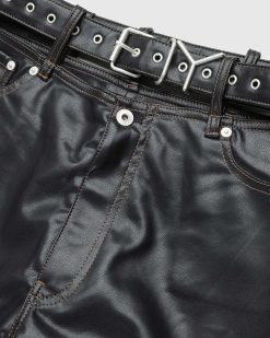 Y/Project Pantalon En Cuir Ceinture Y Noir | Pantalon