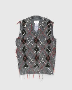 Maison Margiela Gilet Pull En Laine Effet Vieilli Multi | Tricots