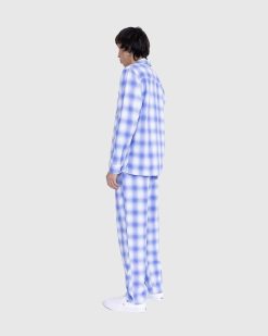 Tekla Pantalon De Pyjama En Flanelle A Carreaux Bleu Clair | Sous-Vetement