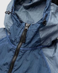 Stone Island Veste A Capuche En Metal Et Nylon Bleu Fonce | Vetements D'Exterieur