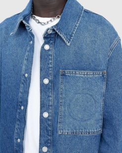 Trussardi Chemise En Jean Gaufre Bleu | Chemises