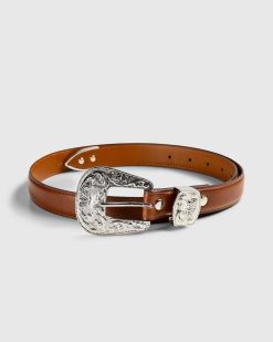 Needles Papillon Western Tip Belt Steer Cuir Marron | Ceintures