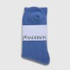 J.W. Anderson Socquettes Courtes Avec Logo Jwa Manuscrit Bleu Clair | Chaussettes