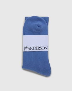 J.W. Anderson Socquettes Courtes Avec Logo Jwa Manuscrit Bleu Clair | Chaussettes