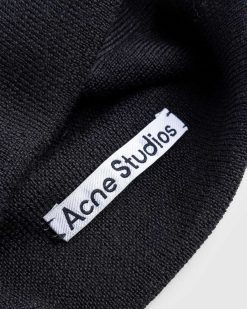 Acne Studios Bonnet Logo Brode Noir | Accessoires D'Hiver