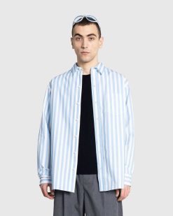 Meta Campania Collective Chemise Pablo Exageree En Popeline De Coton Bio Non Doublee Rayure Bleu Clair | Chemises