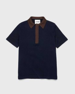 Jil Sander Chemise En Maille A Manches Courtes Bleu Fonce | T-Shirts