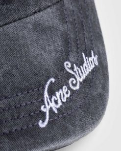 Acne Studios Casquette Logo Delave Noir | Chapeaux