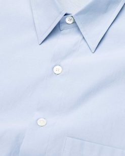 Auralee Grande Chemise En Serge Finx Delave Bleu Sax | Chemises