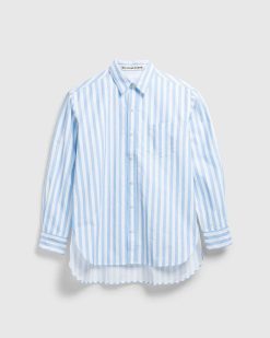 Meta Campania Collective Chemise Pablo Exageree En Popeline De Coton Bio Non Doublee Rayure Bleu Clair | Chemises