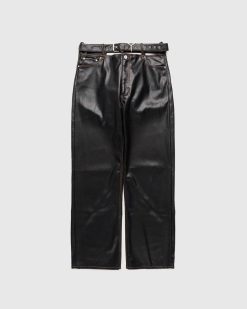 Y/Project Pantalon En Cuir Ceinture Y Noir | Pantalon